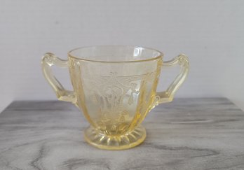 Vintage 30s Hocking Glass Amber Colored Ballerina Or Cameo Pattern Sugar Bowl 3 1/4h
