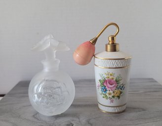 Vintage Glass Act And Royal Bavaria Perfume Bottle And Atomizer