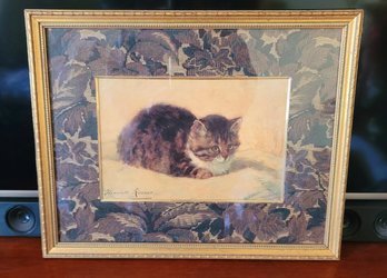 Vintage Henriette Ronner The Parson's Kitten Matted And Framed Print 19 1/2 X 16