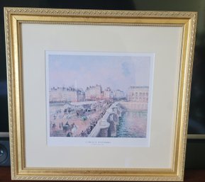 Vintage Camille Pissaro Le Pont Neuf Matted And Framed Art Print 14 1/2 X 15 1/2