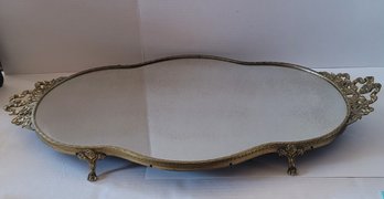 Stunning 20s-30s Large Gold Tone Ormolu Footed Vanity Tray Made In France