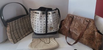 Vintage Hand And Shoulder Bag Lot Incl Donald J Pliner And Etra Leather Clutch And More