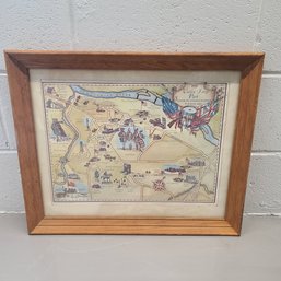 Vintage Framed Valley Forge Park PA Map