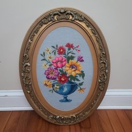 Vintage Framed Floral Embroidery