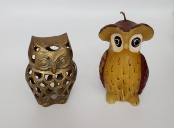 Vintage Brass And Candles Owls