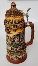 Stunningly Detailed Vintage German Ceramic And Pewter Stein