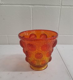 Gorgeous Handmade Orange Fenton Vessel Of Gems Only Produced In 1968 Excellent Condition