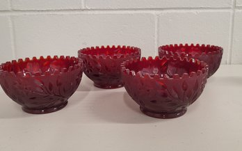 Vintage Westmoreland Ruby Red Bowls And Bobeches Excellent Condition