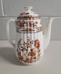 Gorgeous Copeland Spode Indian Tree Coffee Pot (Orange Rust, Scallop, Red Trim) Excellent Condition