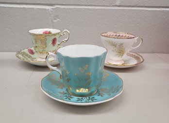 Tea Party! Gorgeous Vintage Foley Bone China Cup And Saucer Sets Excellent Condition