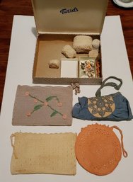 Antique And Vintage Purses And Lace Set
