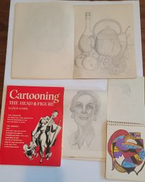 Vintage Cartooning Book And Original Art