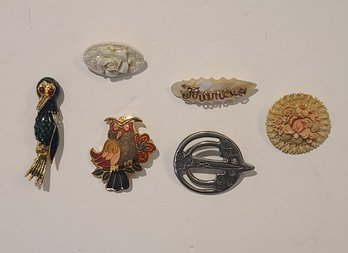 Vintage Brooch Collection Enameled Owl And More