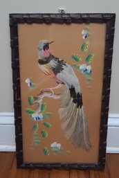 Vintage Framed Handmade Mexican Feather Bird Art