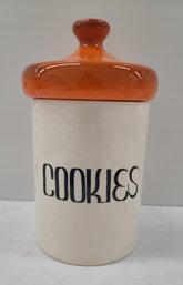 Vintage 60s Retro Holiday Designs Ceramic Cookie Jar THAT ORANGE! Great Condition