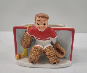 Cute! Vintage MCM Napco Hockey Player Planter/catchall