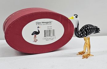 Fitz And Floyd Art Glass Menagerie Ostrich With Box
