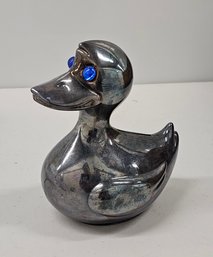 Vintage Norway Silver Plated Duck Bank WEIRD EYED
