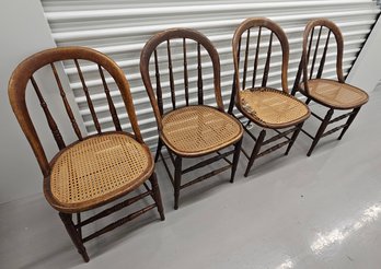 Antique Hickory Wood Caned Chairs