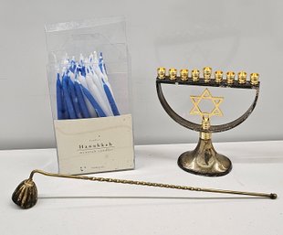 Menorah, Hanukkah Candles, Brass Candle Snuffer