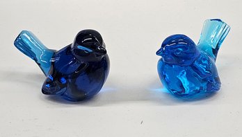 Vintage Signed Glass Bluebirds