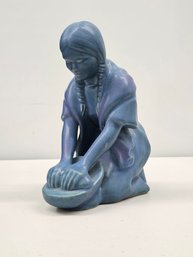 1930s Van Briggle Signed Art Deco Pottery Girl Kneeling