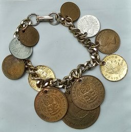 Vintage Coin Bracelet Including Queen Elizabeth