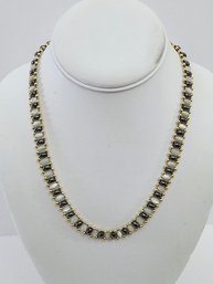 Vintage Hematite And Gold Bead Necklace