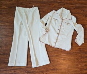 GET ON THE YACHT 1970s 2 Piece Nautical Inspired Women's Pant Set