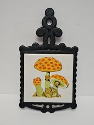 Vintage Mushrooms Tile Cast Iron Trivet