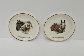 Vintage Sarasota Springs NY Horse Racing Porcelain Trinket Dishes
