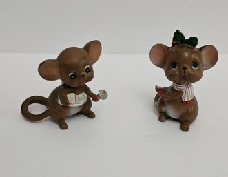 Midcentury Japan Christmas Mice Figurines