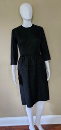 1960s Fitted Black Dress With Tiered Skirt