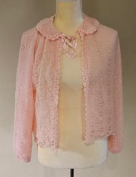 Midcentury Vintage Pink Bed Coat Wool Made In England