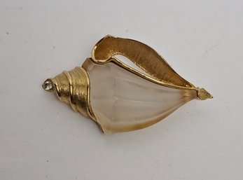 Vintage Large Seashell And Foster Glass Brooch