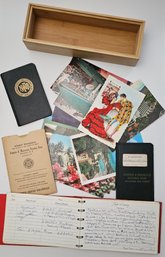 Little Box Of Vintage Postcards, 1940s Banking Books And More