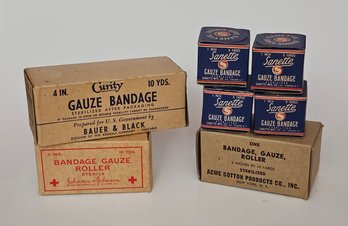Vintage Bandages And Gauze In Original Packaging