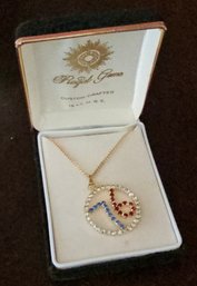 Vintage Regal Gems Handcrafted 76 Rhinestone Pendant On Chain 18kt GoldHGE