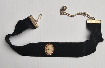 Classic Vintage Velvet Choker With Cameo Adornment