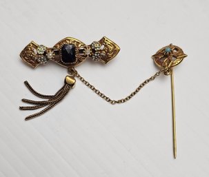 Vintage Baroque Styled Tassel Double Brooch And Pin