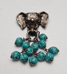 Alexander Korda For The 1942 Movie 'The Jungle Book' Elephant Brooch With Turquoise Glass Beads