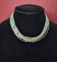 Vintage Sarah Coventry Multistrand Silvertone Collar Choker Necklace