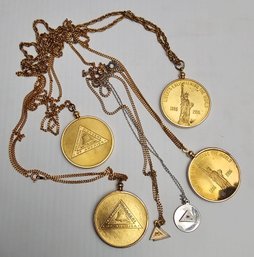 Telephone Pioneers Of America Vintage Pendant, Medallion, Necklace Grouping