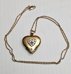 Vintage Lenox Gold Club Sterling Gold Tone 4 Part Heart Locket With Rhinestones
