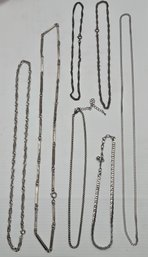 Silver Tone Chain Necklace Grouping Including Trifari