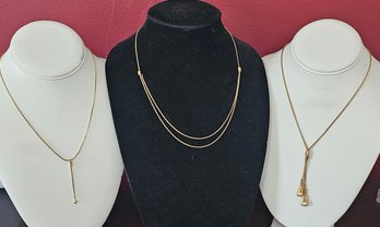 Vintage Goldtone Necklaces Including Slide And Lariat Styles