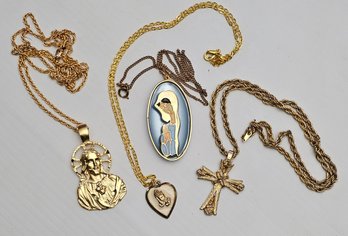 Vintage Religious  Gold Tone Jewelry Grouping