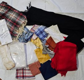 Grouping Of Vintage Handkerchiefs, Scarves, Bonus Bow Tie