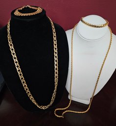 Vintage Gold Tone Jewelry Perfection 2 Bracelets 2 Chains