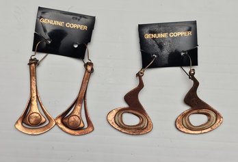 1970s New Old Stock Copper Pierced Earrings